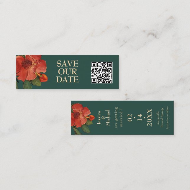 Carte D'appel 🌹 Avec QR Rose Romance : Art Nouveau Splendor (Devant / Derrière)