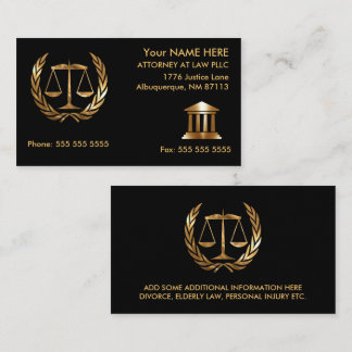 Carte D'appel Avocat à Law Black and Gold