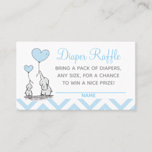 Carte D'appel Baby shower Déchets Raffle Baby Blue Elephants Cal