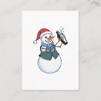 Carte D'appel Barman Bonhomme de Neige Noël 2026 Cocktail de Fêt
