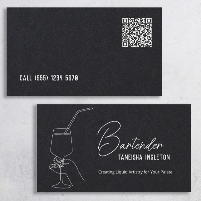 Carte D'appel Barman QR Premium personnalisé (Custom QR Premium Bartender Calling Cards)