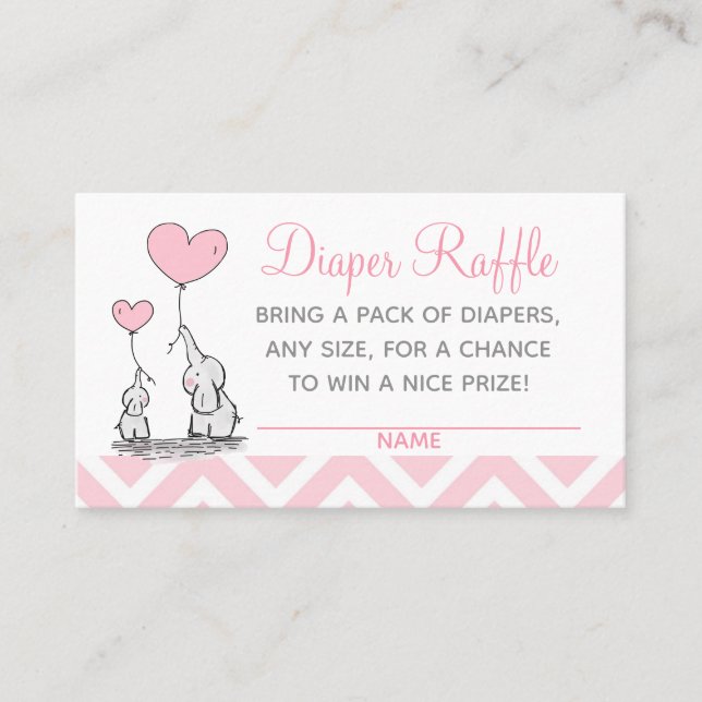 Carte D'appel Bébé rose pastel mignon et éléphant maman avec des (Devant)