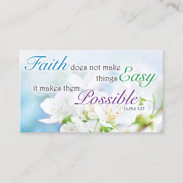 Carte D'appel Bible Verse, Religious Motivational Faith Card (Devant)