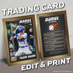 Carte D'appel Black Gold Baseball Trading Card, Lecteur De Baseb