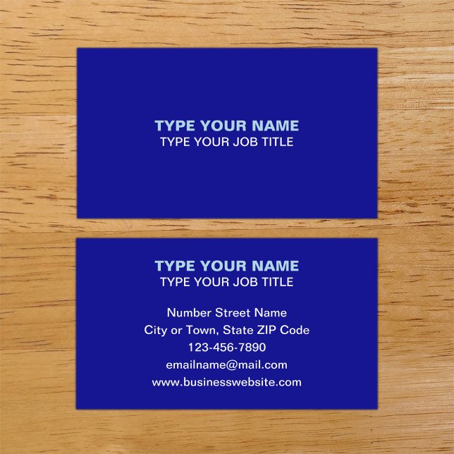 Carte d'appel bleu design de textes simples (Plain texts design blue calling card.)