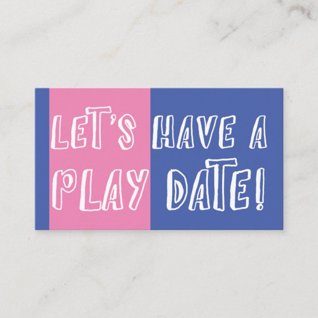 Carte D'appel Bleu et rose Couleur Bloc Jouer Date (Devant)