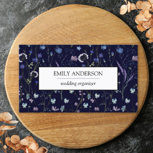 Carte D'appel Bleu violet Fleur sauvage motif floral affaires