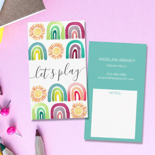Carte D'appel Boho Let's Play Rainbow & Suns Playdate Mommy