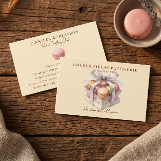 Carte D'appel Boîte de Macaron Pastel Aquarelle Entreprise Patis