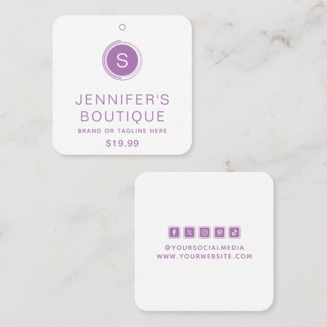 Carte D'appel Boutique Violet Blanc Taille et Prix (Devant / Derrière)