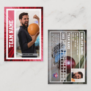 Carte D'appel Bowling Trading Card Tournoi Souvenir Rouge