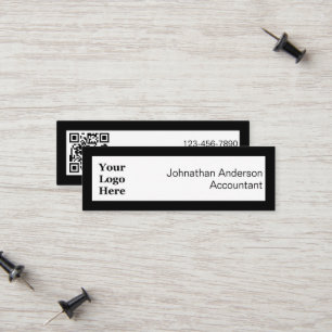 Carte D'appel Business Black and White Your Logo and QR Code