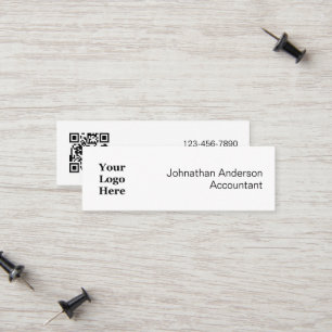 Carte D'appel Business Black and White Your Logo and QR Code