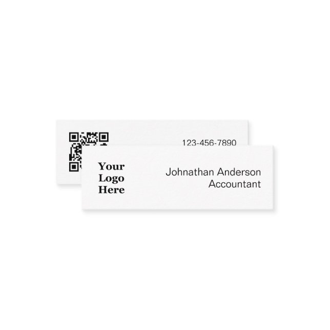 Carte D'appel Business Black and White Your Logo and QR Code (Devant/Arrière en situation)