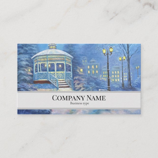 Carte D'appel Business Card with painting of winter gazebo  (Devant)