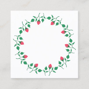 Carte D'appel Cadre rond fleuri avec fleurs roses
