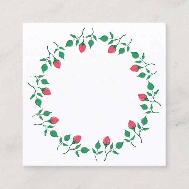 Carte D'appel Cadre rond fleuri avec fleurs roses (Devant)