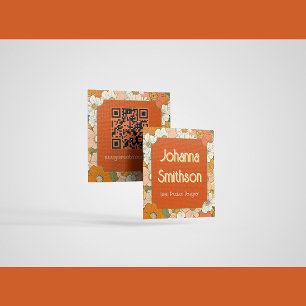Carte d'appel Carré Floral Retro Orange Groove