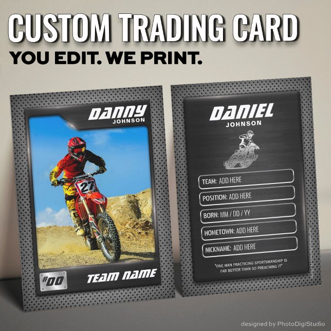 Carte D'appel Carte-cadeau Motocross personnalisée, Carte-cadeau (Custom Motocross Trading Card, Dirt Bike Gift Card)