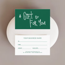 Cartes-cadeaux promotionnelles vert foncé moderne