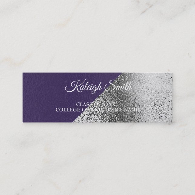 Carte D'appel Carton de remise de diplôme métallisé violet argen (Devant)