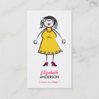 Carte D'appel Cartoon Happy Family Maman Of Boy Calling Card