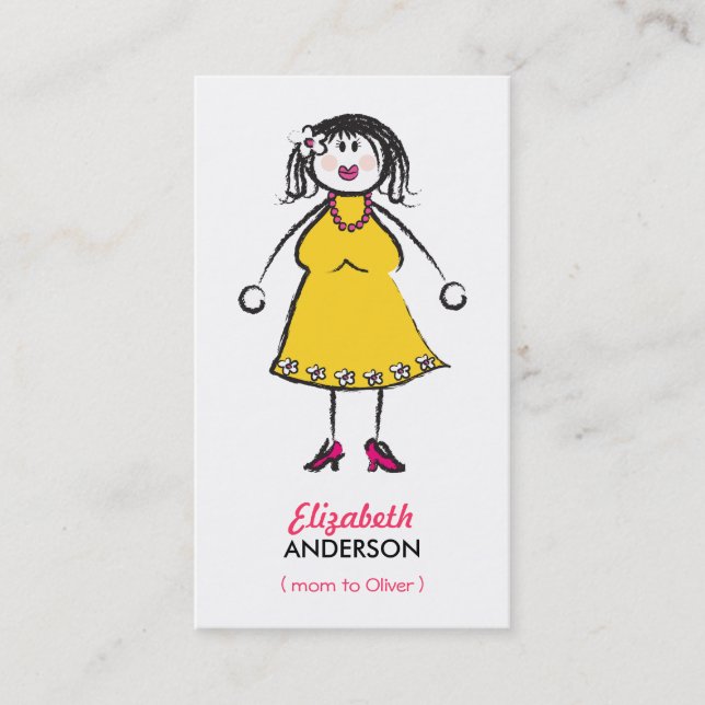 Carte D'appel Cartoon Happy Family Maman Of Boy Calling Card (Devant)