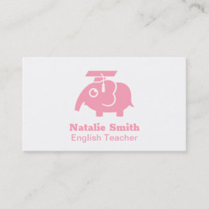 Carte D'appel Chapeau de diplômé éléphant rose mignon Enseignant