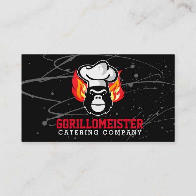 Carte D'appel Chef de Gorilla Flammes casquettes grillades barbe (Devant)