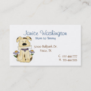 Carte D'appel Chiot avec Bone Custom Maman Card