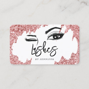 Carte D'appel Cils Yeux et Sourcils Rose Gold Paillettes Entrepr
