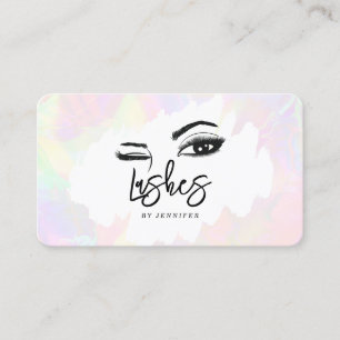 Carte D'appel Cils Yeux Sourcils Rose Holographique Pastel Uniqu