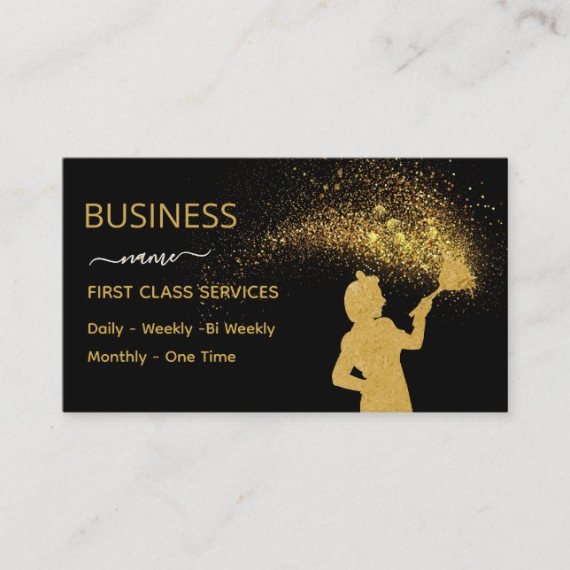 Carte D'appel Classy Cleaning Service Maid Gold Glitter Business (Devant)