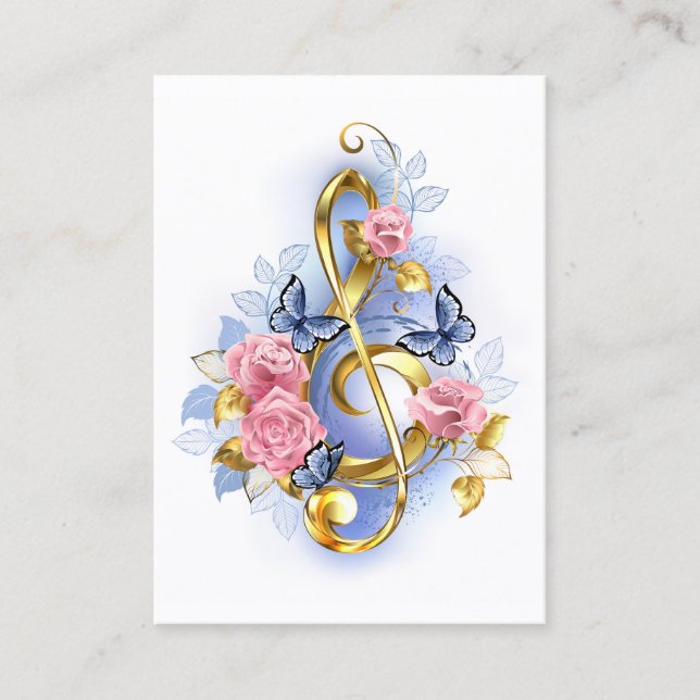 Carte D'appel Clé de fer avec roses roses roses (Devant)