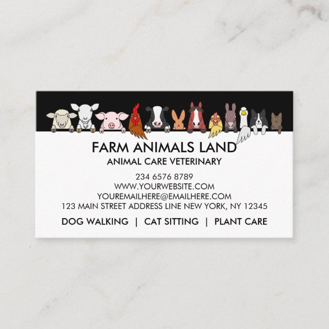 Carte D'appel Clinique pour Animaux Mixtes (Devant)