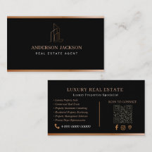 Code QR Agent Immobilier Luxe Noir Or