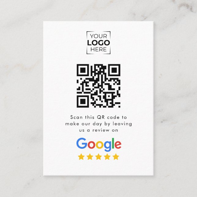 Carte D'appel Code QR de révision Google Avis sur l'entreprise  (Devant)