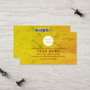 Carte D'appel Code QR Logo Abstrait jaune Nom professionnel