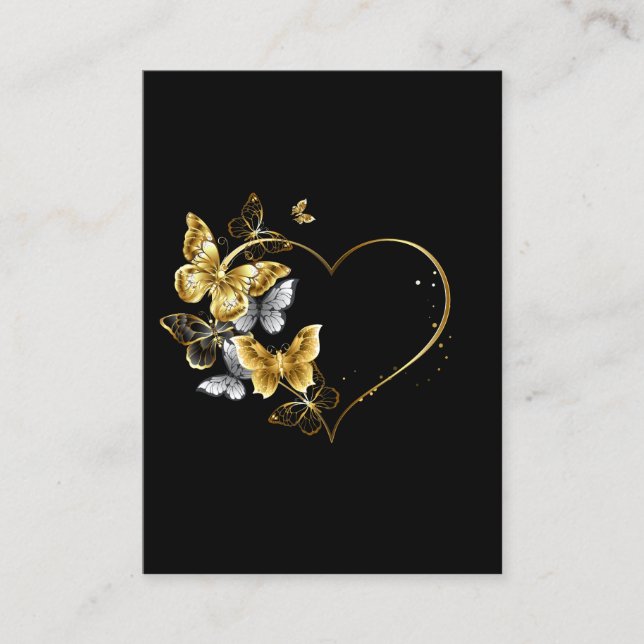 Carte D'appel Coeur aux papillons d'or (Devant)
