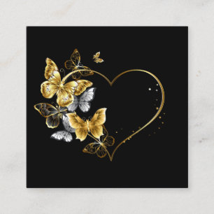 Carte D'appel Coeur aux papillons d'or
