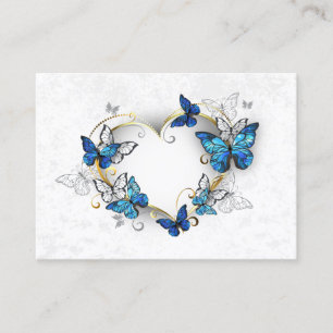 Carte D'appel Coeur bijoux avec papillons Morpho