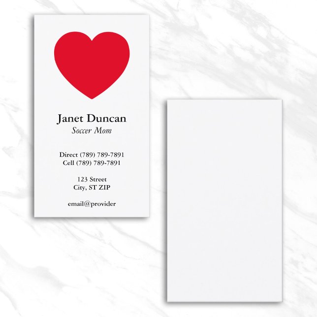 Carte D'appel Cœur Rouge (Red Heart Calling Card)