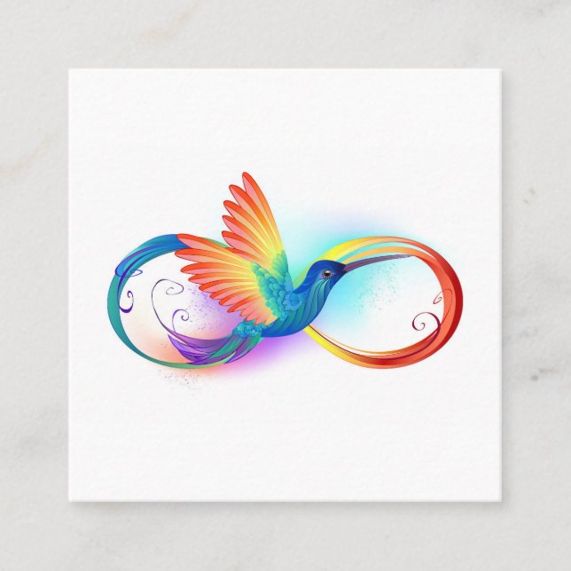 Carte D'appel Colibri arc-en-ciel avec symbole Infinity (Devant)