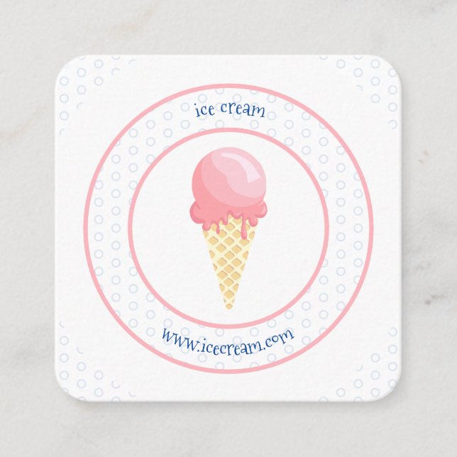 Carte D'appel Commerce de cône de crème glacée rose bleu (Devant)