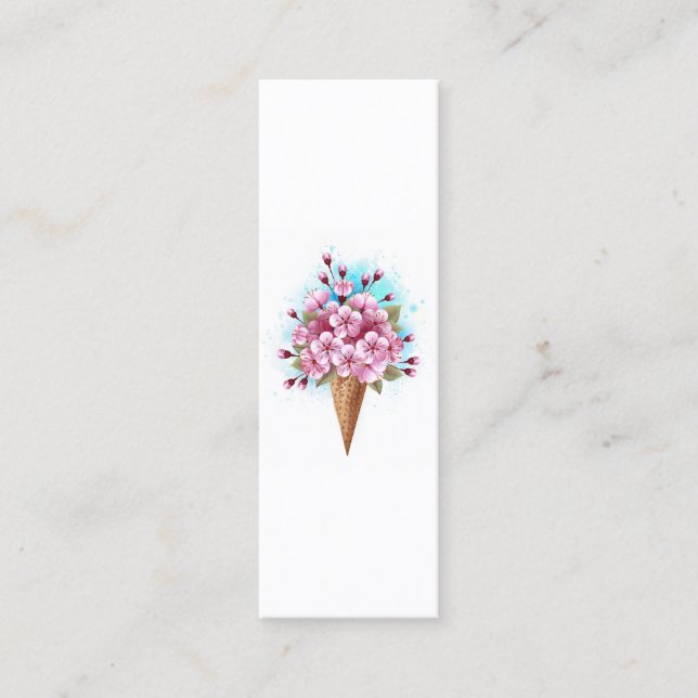 Carte D'appel Cône rose Sakura crème glacée gaufre (Devant)