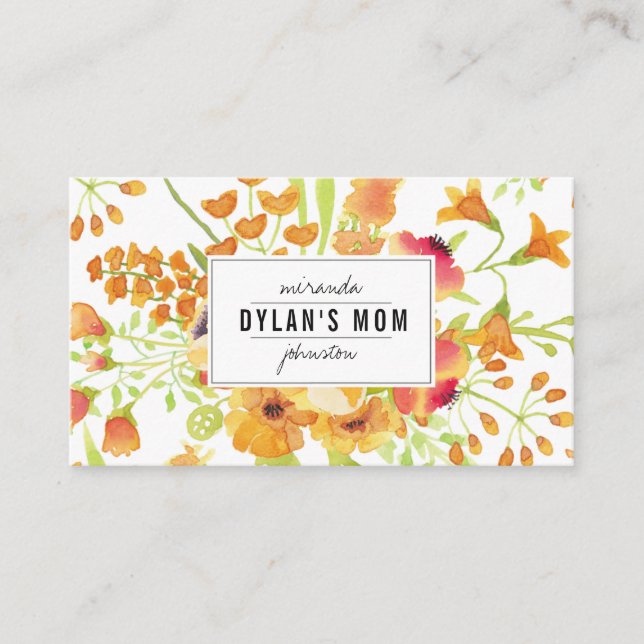 Carte D'appel contact de maman d'aquarelle appelle vintage (Devant)