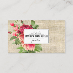 Carte D'appel contact vintage floral d'information de télécart