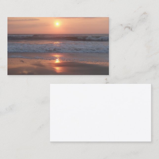 Carte d'appel Coucher de soleil rose sur la plage (Devant / Derrière)