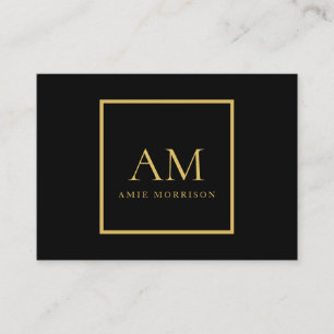Carte D'appel Couleurs Or Noir Monogramme Lettre Initiale Nom