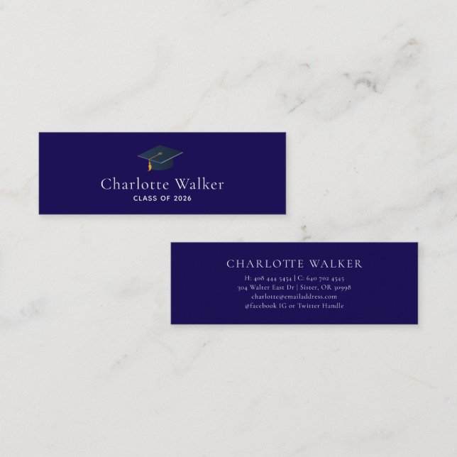 Carte D'appel Custom Graduation Cap & Social Media Info (Devant / Derrière)